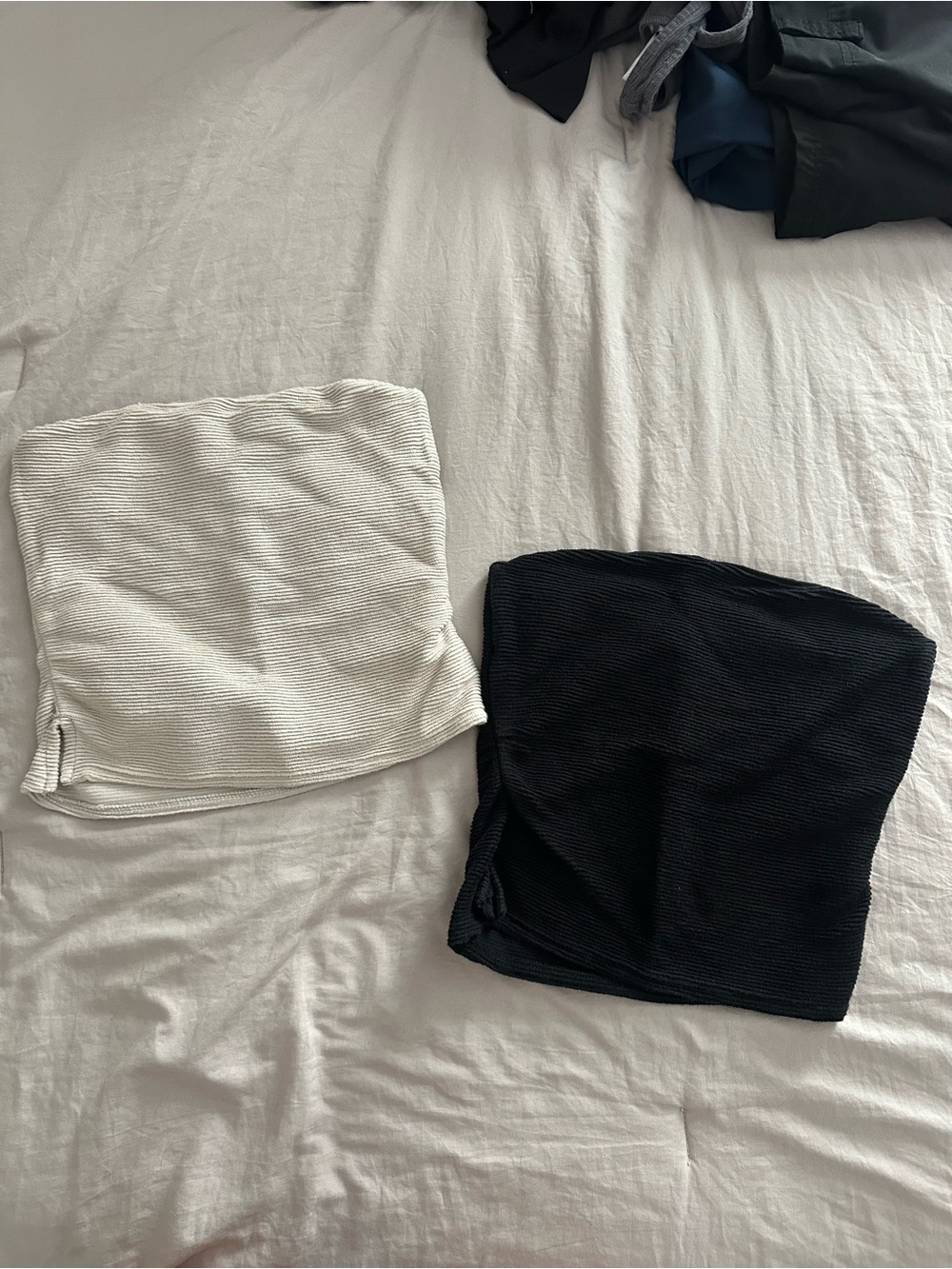 Pair of Ribbed Tube Tops bundle  - Black & cream